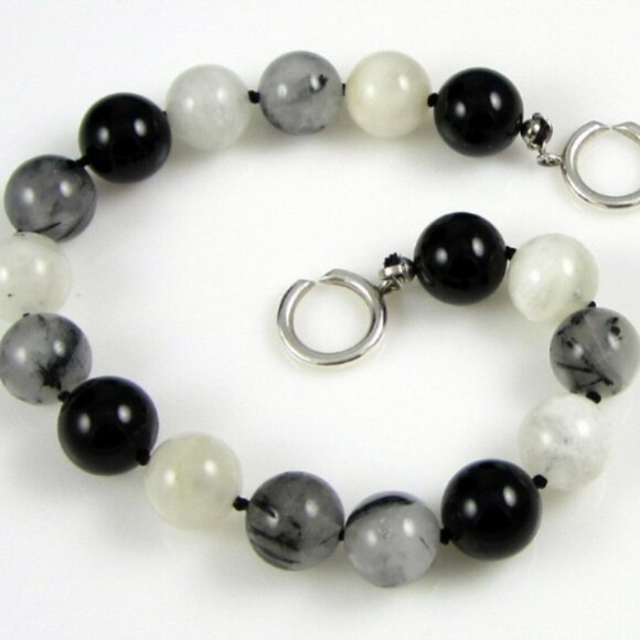 Tiffany & Co Paloma Picasso Rare Moonstone Quartz Onyx Bead Bracelet & Pouch - Picture 1 of 5